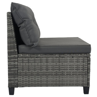 8-Pieces Outdoor Wicker Round Sofa Set, Half-Moon Sectional Sets All Weather, Curved Sofa Set With Rectangular Coffee Table, Pe Rattan, Movable Cushion, Gray