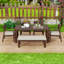 Ensemble repas 6 pièces pour patio avec table d'extérieur 71 "et trou pour parasol, 4 fauteuils rembourrés et banc-324921115
