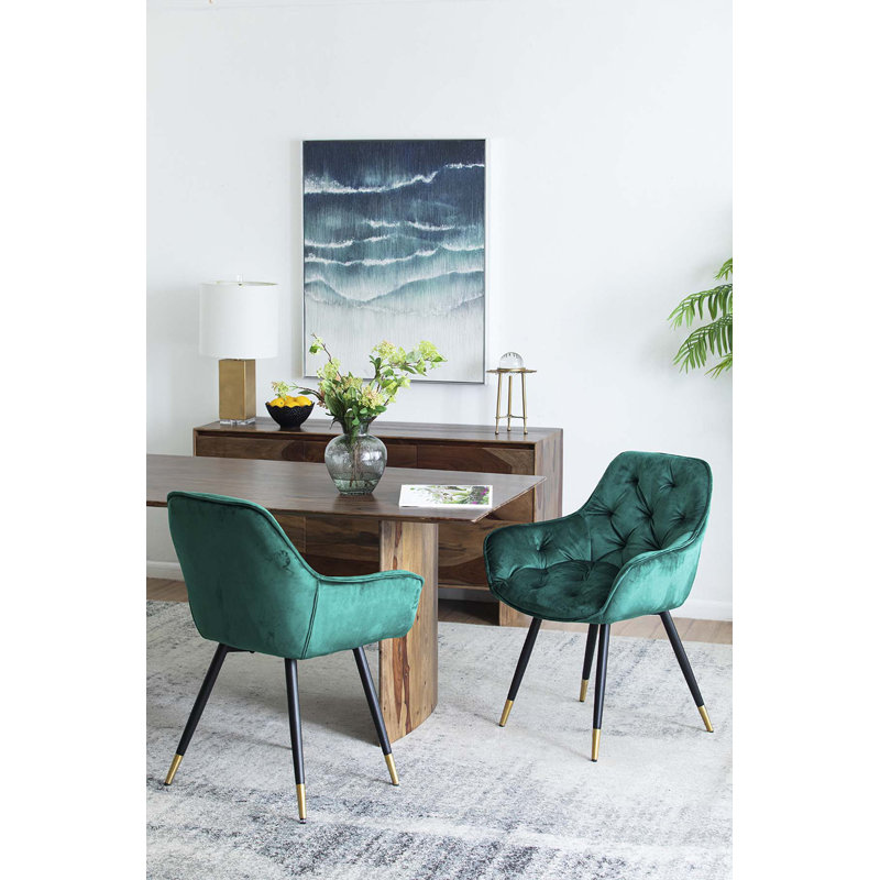 18'' H Tufted Velvet Armchair, Teal