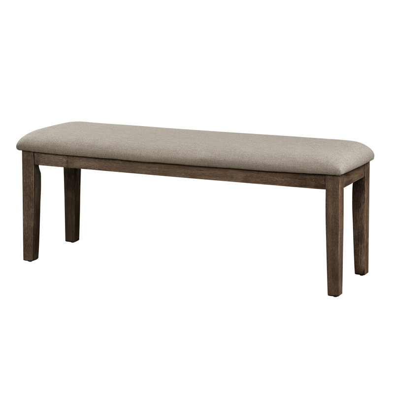 Wire Brushed Brown Wooden Frame Bench With Upholstered Fabric For Dining Use 48" X 14" Upholstery And Wood Construction