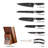 7-Piece Damascus Knife Set with Block, Ebony Wood Handle