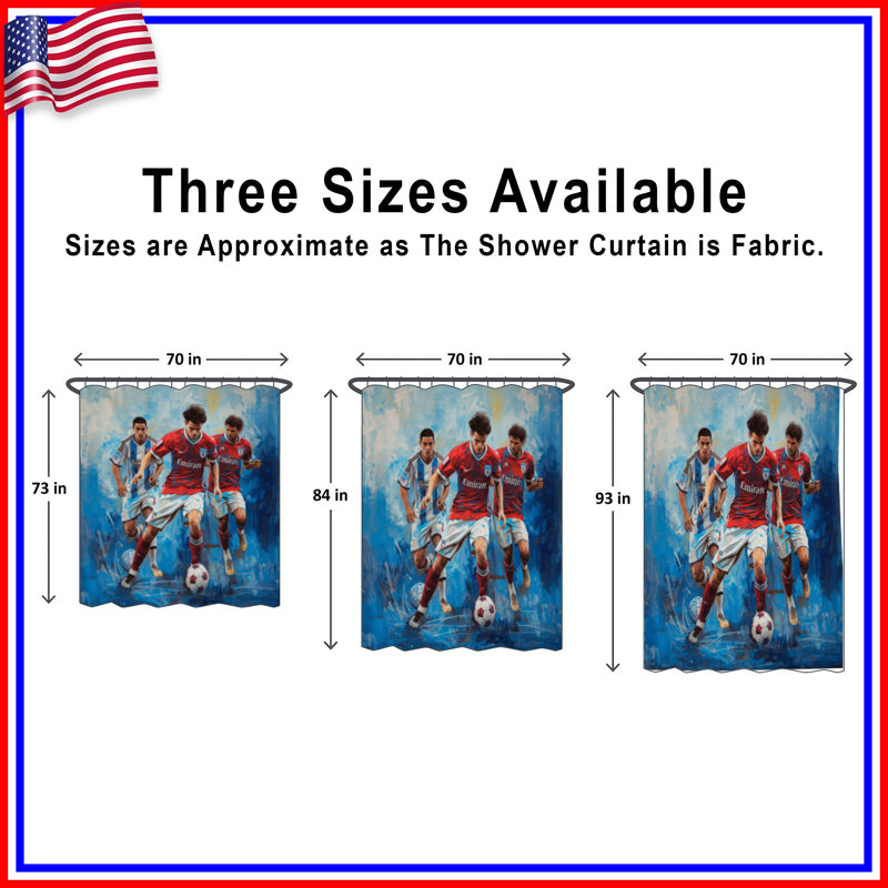 Rideaux de douche Soccer joueurs en action très longs, L 70 po x H 93 po