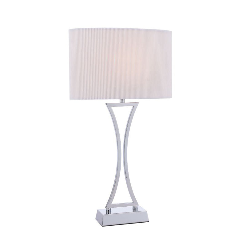 Metal Table Lamp, Silver, Ivory