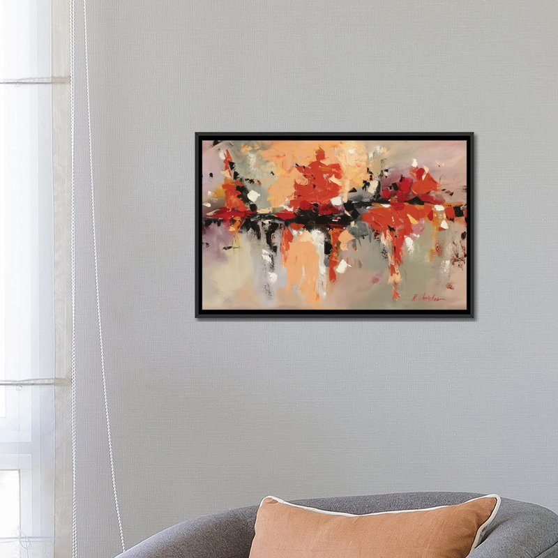 « joy », reproduction sur toile, H 18 po x l 26 po x P 1,5 po, Toile avec cadre noir, Pas de tapis