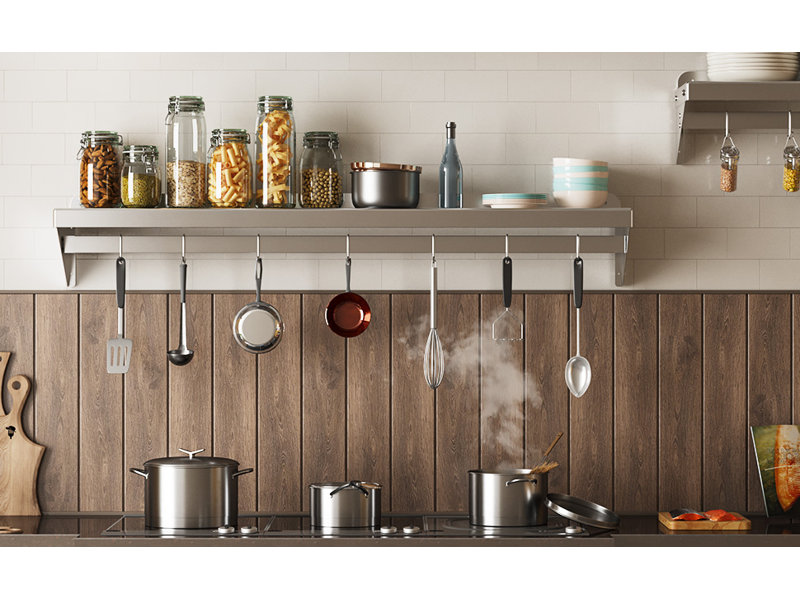 Stainless Steel Flat Wall Mounted Pot Rack