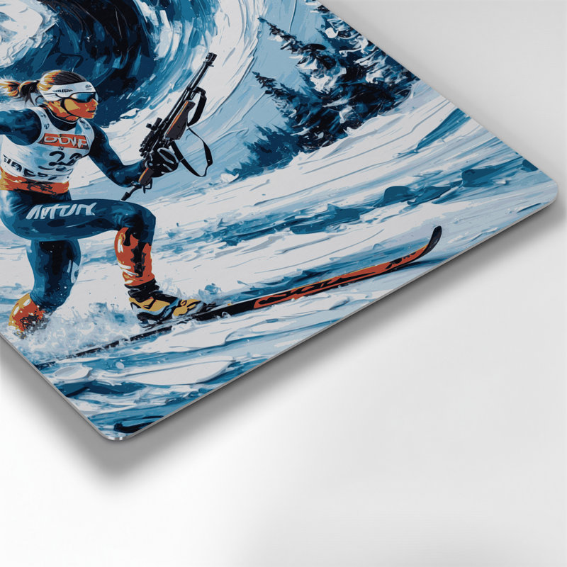Sports, biathlon gris, art mural en métal, H 144 po x l 144 po x P 0,05 po