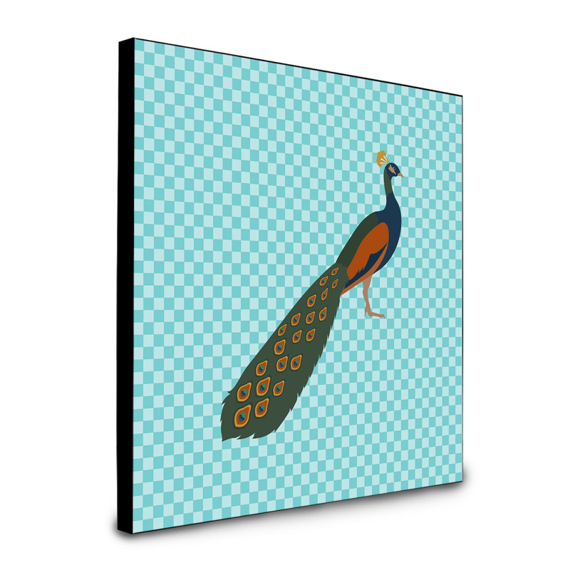 « indien peacock paon », art encadré Brossard, bleu