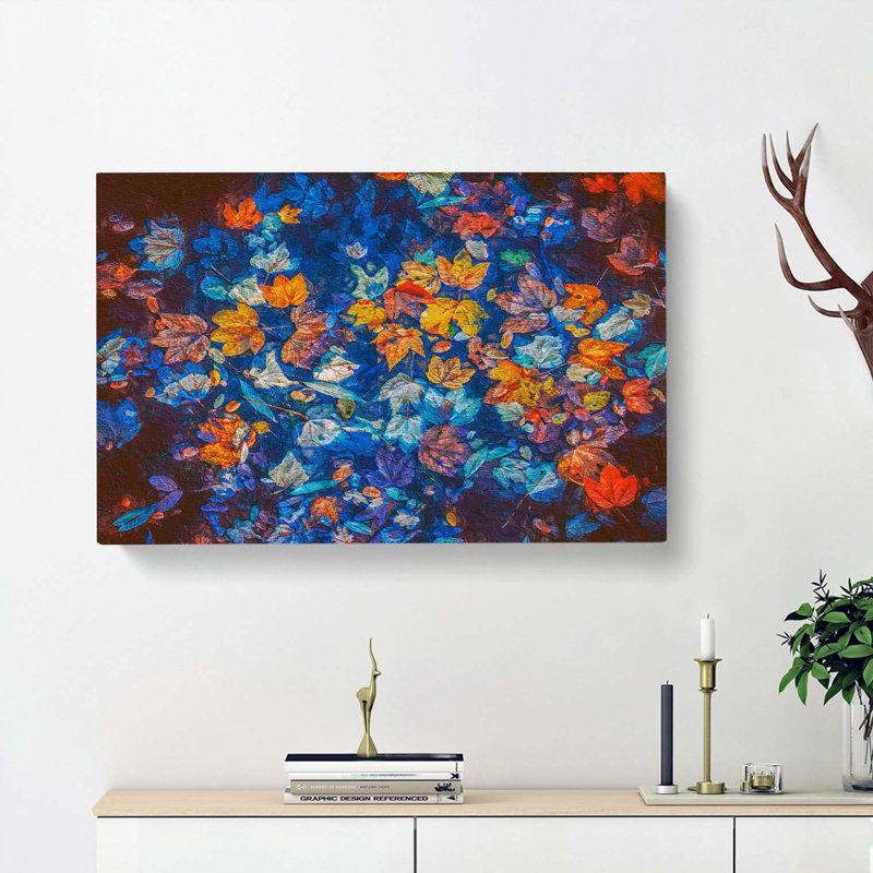 Multi Coloured Autumn Leaves in Abstract - Wrapped Canvas, 50cm H x 76cm W x 3cm D