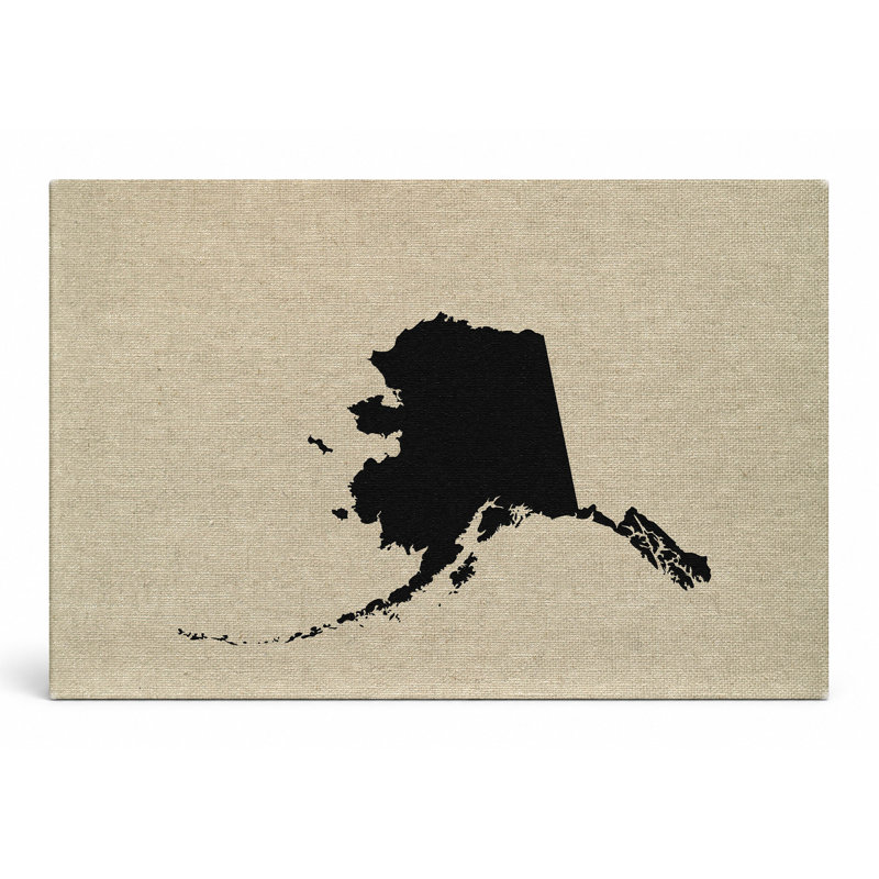 Alaska State Silhouette - Paysage, art mural sur toile, 20" W x 16" H