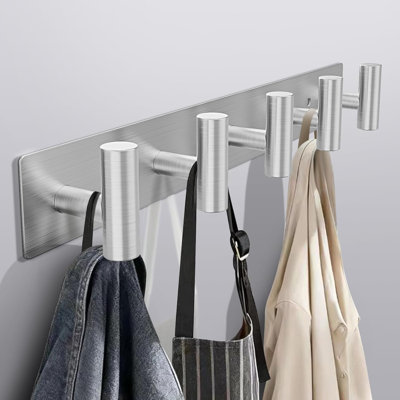 Towel Racks For Bathroom Robes Bags Keys, Hat Rack Wall Towel Hooks Organizer Essential Brushed Nickel 5 Coat Hooks