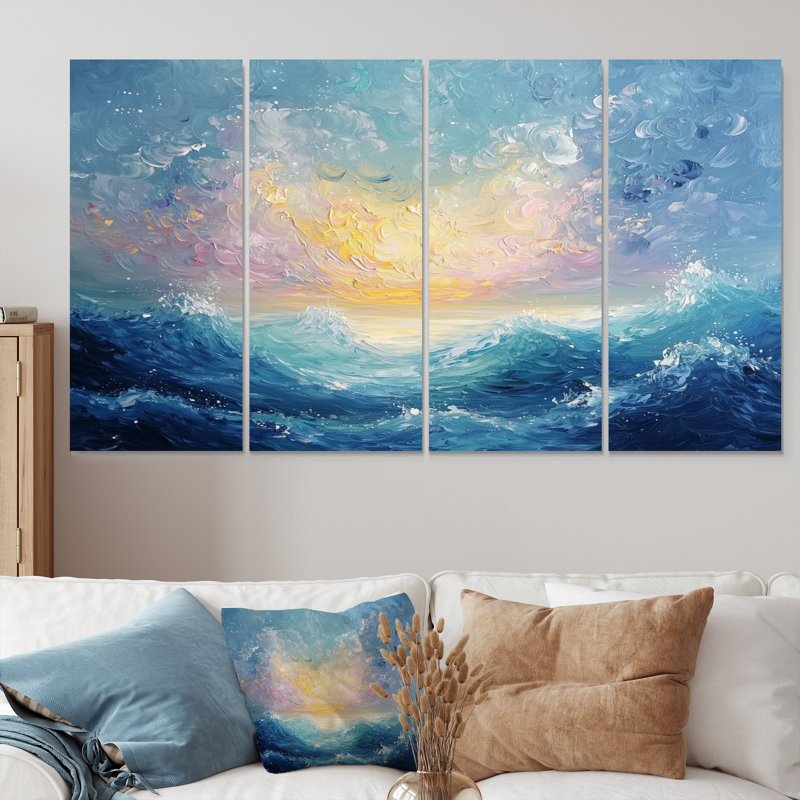 Avonta - impression abstraite d'art mural - ensemble d'art mural moderne, 4, H 28 po x l 48 po