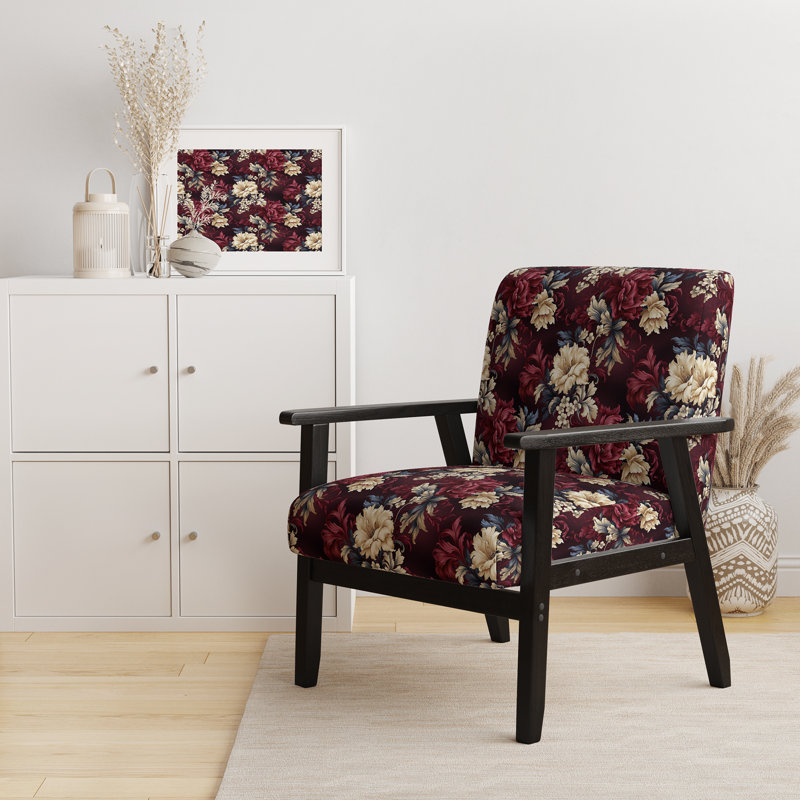 Chaise d'appoint florale Cobalt, Motif victorien grand damassé régence