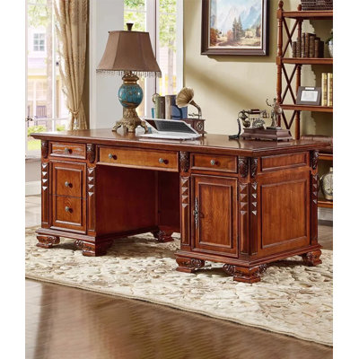 Bureau d'ordinateur en bois massif de style américain