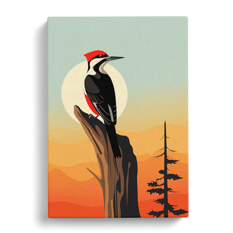 Woodpecker Minimalism - No Frame Print, 50cm H x 35cm W x 3cm D