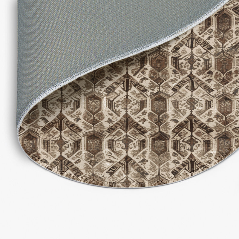 Persian Gray Indoor and Outdoor Area Rug, Round 5'
