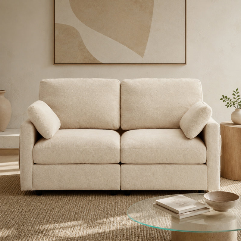 Canapé modulaire 64,6 po en tissu chenille de canapé modulaire lavable avec coussins latéraux pour causeuse de salon