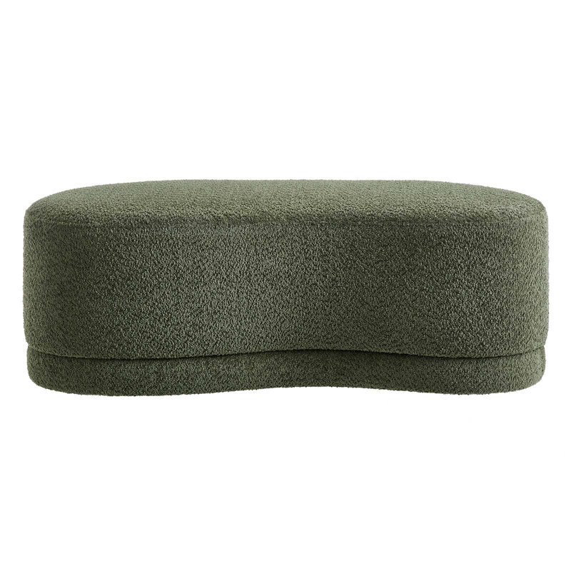Nimbus Sage Green Chenille Curved Cocktail Ottoman Bench