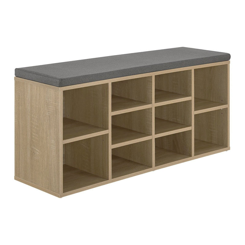 10 Pair Shoe Storage Bench, Light Brown