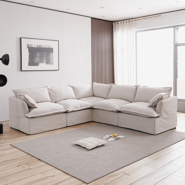Latitude Run® Modular Sectional Sofa Cloud Couch For Living Room, Down  Filled Comfy Cloud Puff Modern