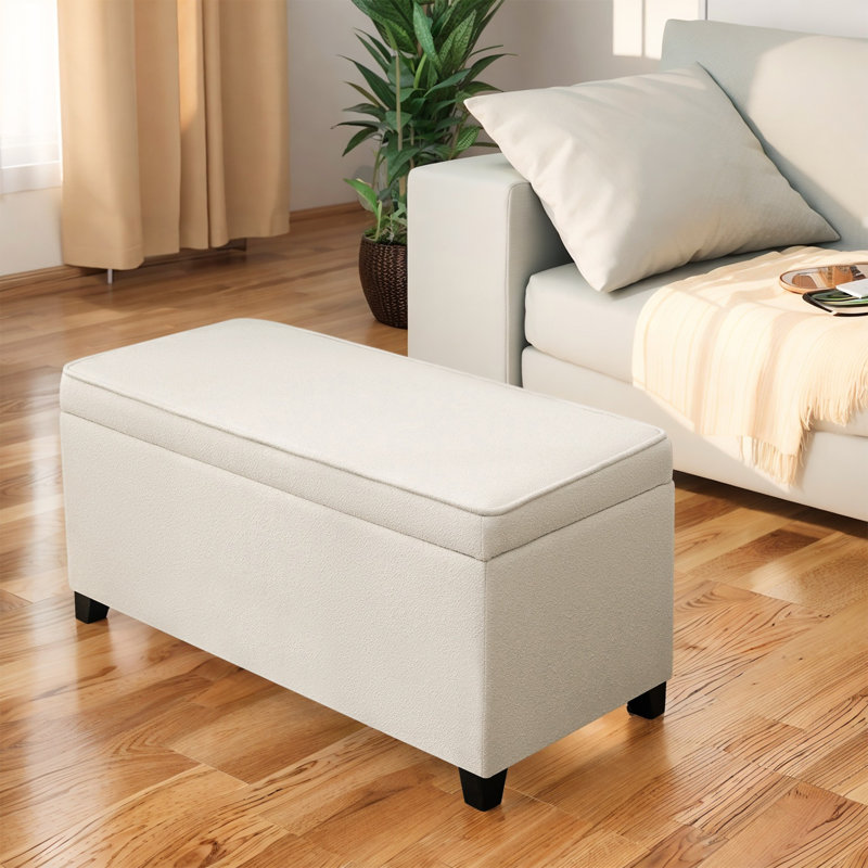 Banc de rangement avec repose-pieds 36 pouces, Beige
