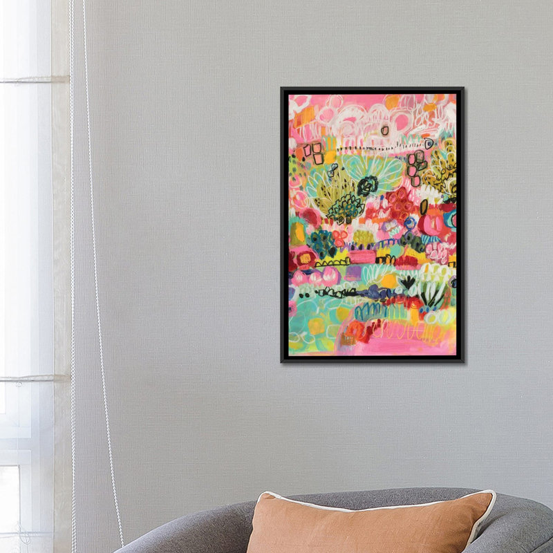 «Boho Garden III», reproduction sur toile, H 26 po x l 18 po x P 1,5 po, Toile encadrée noire, Pas de tapis