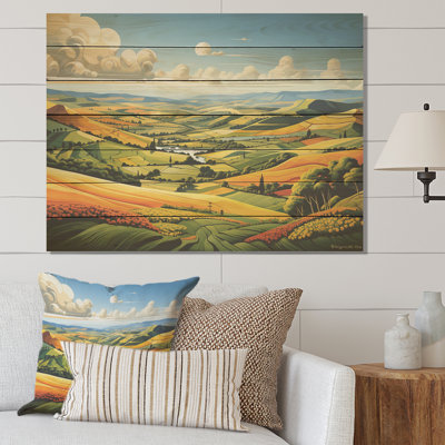 Fleurs jaunes, paysage de prairie IV - prairie sur bois