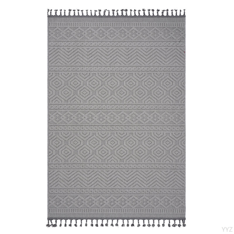 LOOM & LUXE Collection 8X10 White /Geometric Indoor/Outdoor Area Rug, Rectangle 7'9" x 10'