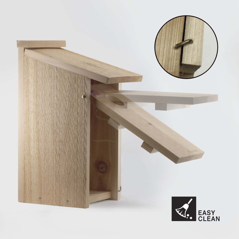 15'' Brown Cedar Wood Woodpecker House with Sloping Roof