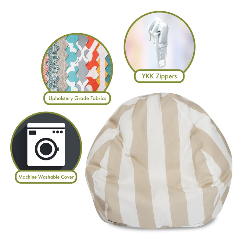 Polyester Outdoor Friendly Bean Bag Chair & Lounger, Sand/Off White, 22'' H x 28'' W x 28'' D