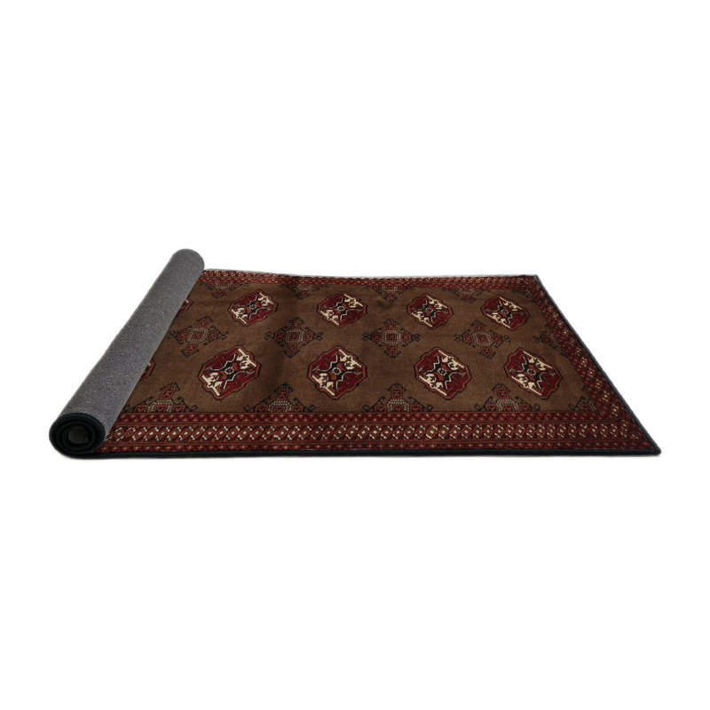 Tapis brun/rouge/beige traditionnel Esto, Rond 4 pi