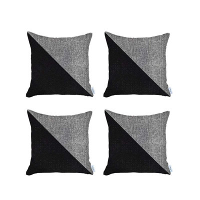 Ensemble de quatre coussins décoratifs à fermeture à glissière en polyester faits à la main 18 po x 18 po