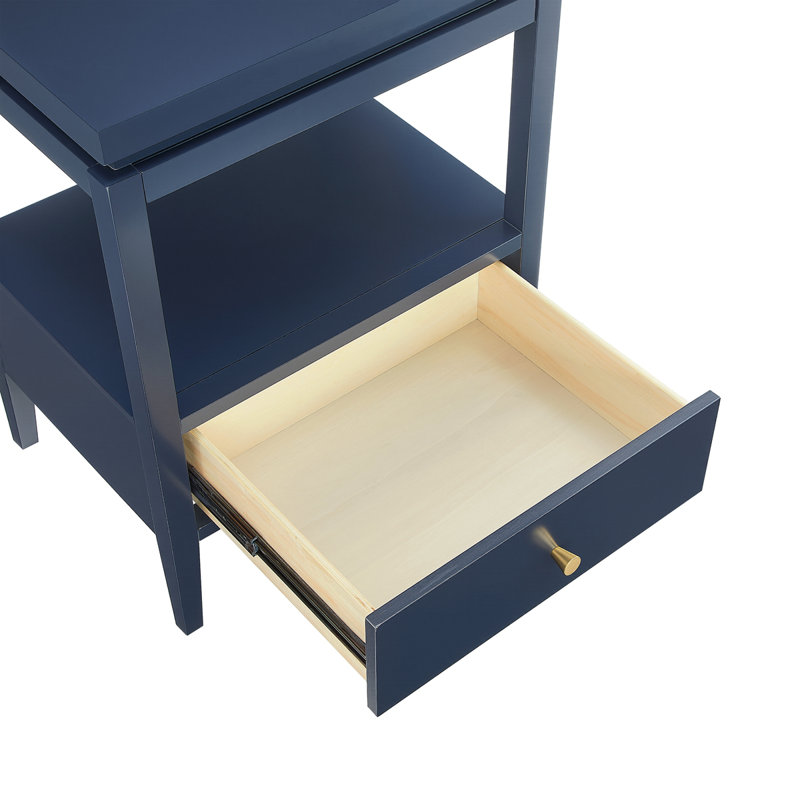 Olana Midnight Blue 1-drawer Nightstand, Dark Blue