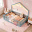Lit double surélevé avec rails hauts, lit Montessori en bois avec lumière-1099432942