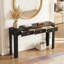 Rustic Console Table With Curved Corners For Safety, Entryway Table With 3 Concealed Drawers, Sturdy Sofa Table With Thick Legs For Hallway & Living Room (Black)-709593482