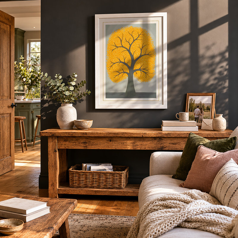 Golden Tree Minimalist - Print, A1 - 84.1 x 59.4 cm, White