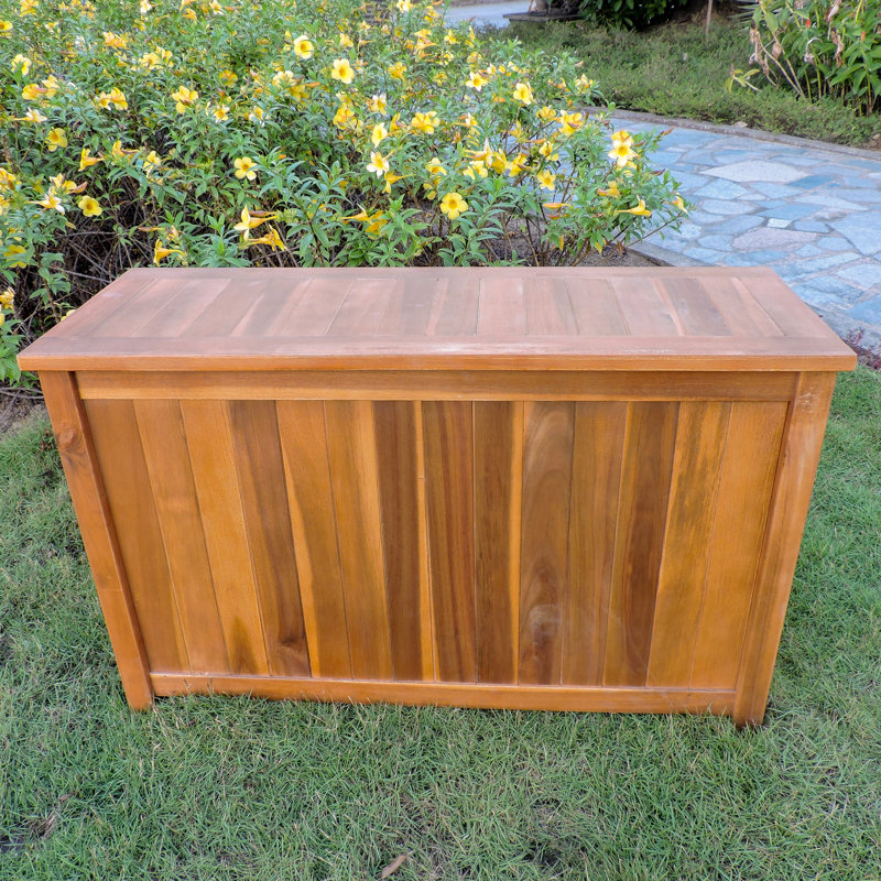 Gracie Oaks Debraoh 32'' W 29 Gallons Water Resistant Solid Wood Acacia Deck Box, Brown