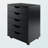 Sutton Mobile Cabinet with 5 Drawers in Black Finish, 26.05'' H X 19.03'' W X 15.85'' D-730536160