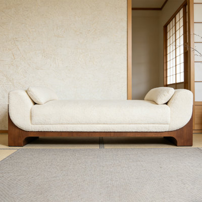 Banc rembourré en velours blanc