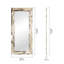 Suna 35 in. x 79 in. Natural Stone Marble Rectangular Framed Mirror