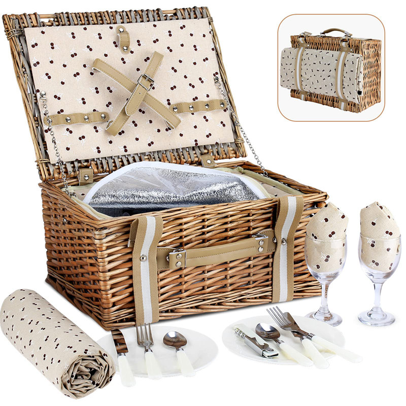 Panier en osier, service pour 2