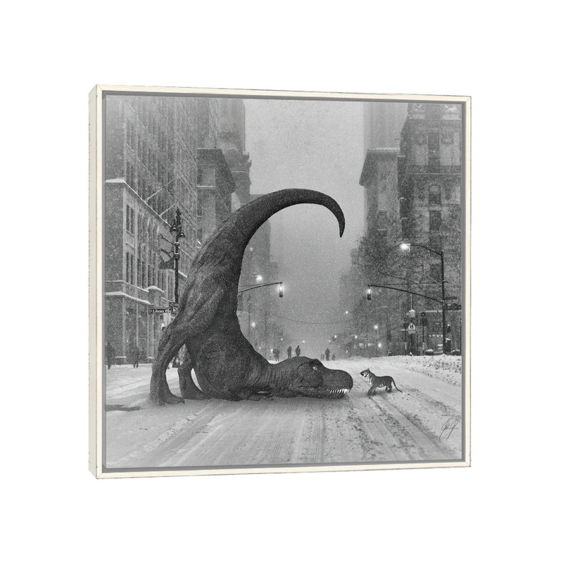 " Wanna Play " by Kathrin Federer, 26" H x 26" W x 1.5" D, Distressed White Floater Framed Canvas, No