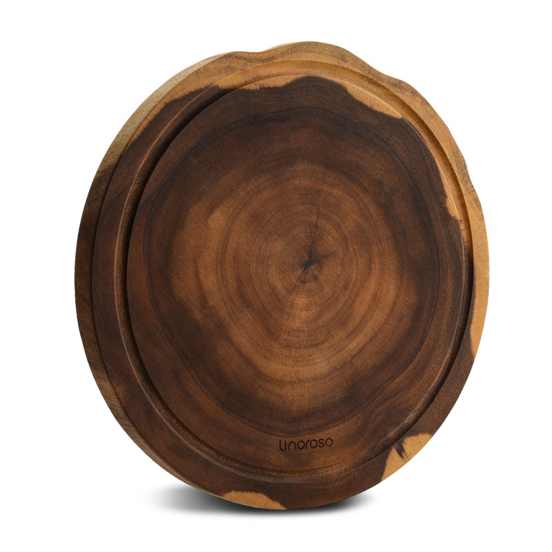 Acacia Wood Round Cutting Board with Juice Groove, 12-inch