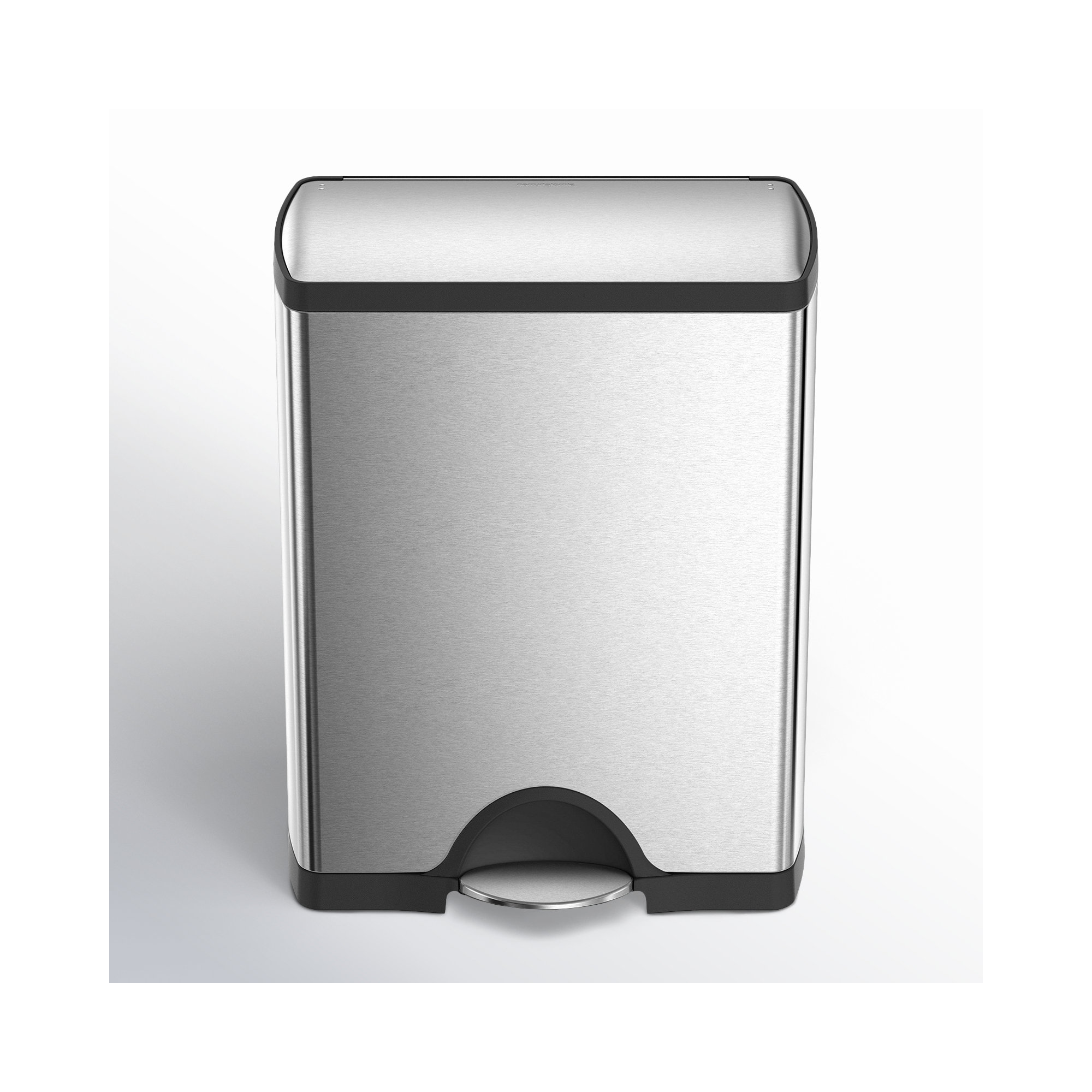 simplehuman Rectangular Dual Compartment Recycling Kitchen Step Trash Can, 46 Liter, Stainless Steel