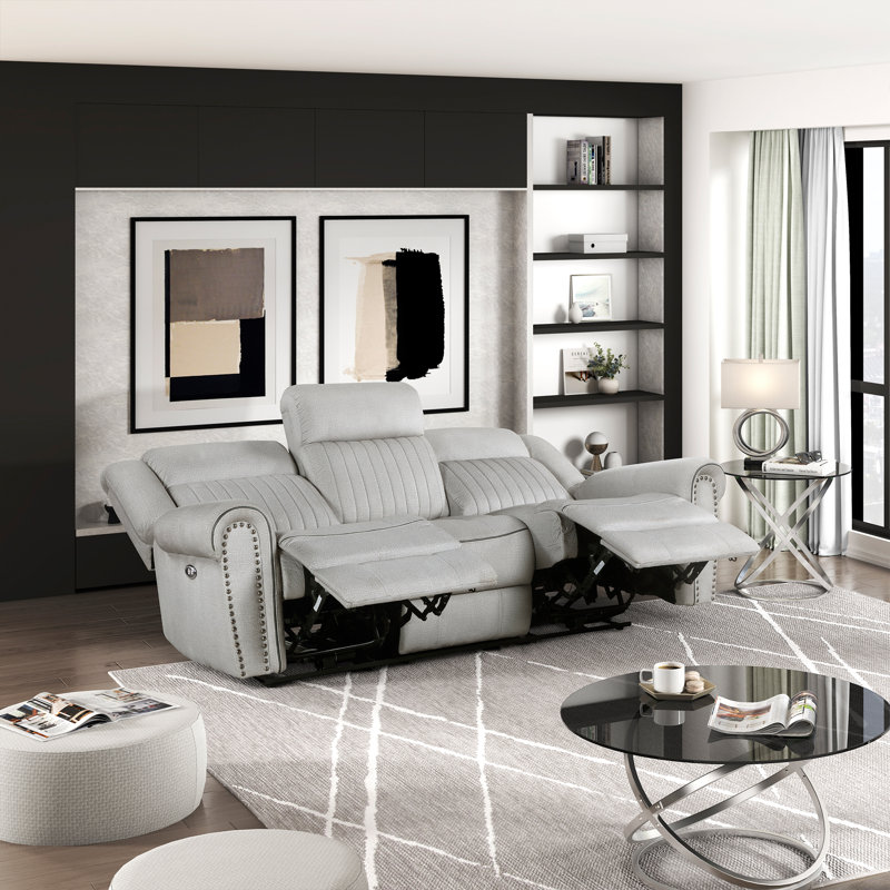 Cappella 89" Modern & Contemporary Reclining Sofa - Microfiber Reclining Sofa, Available in Power or Manual Recline, Cozy Textured Microfiber