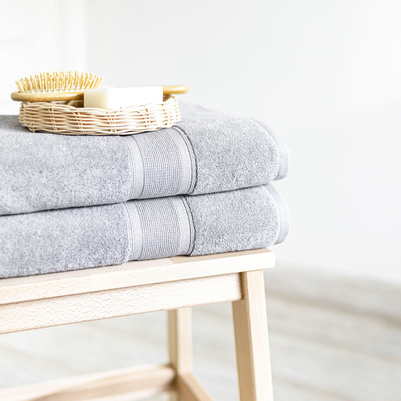 Premium Turkish Cotton Light Gray Bath Towels (8pc set), Light Gray