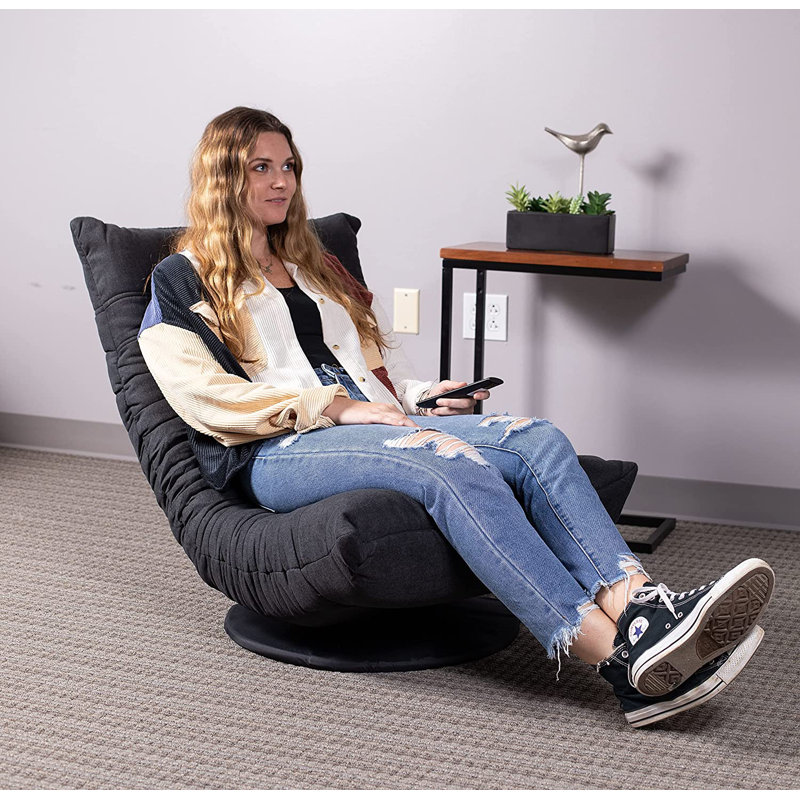 Charcoal Memory Foam Swivel Floor Chair with Adjustable Back