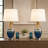  Melun 28" Modern Coastal Blue and Amber Glass Table Lamp with 3-Way Dimmable Lighting and USB Port