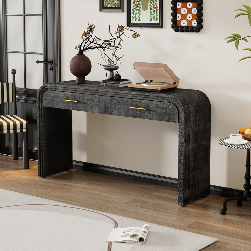 Console rétro avec 2 tiroirs (noir antique)