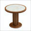 Table de salle à manger Mid-Century ronde avec plateau en pierre frittée et pieds cannelés