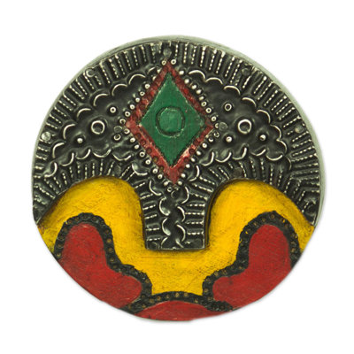 Masque rond en bois africain